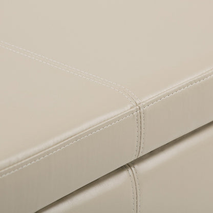 Satin Cream Vegan Leather | Avalon Vegan Leather Storage Ottoman