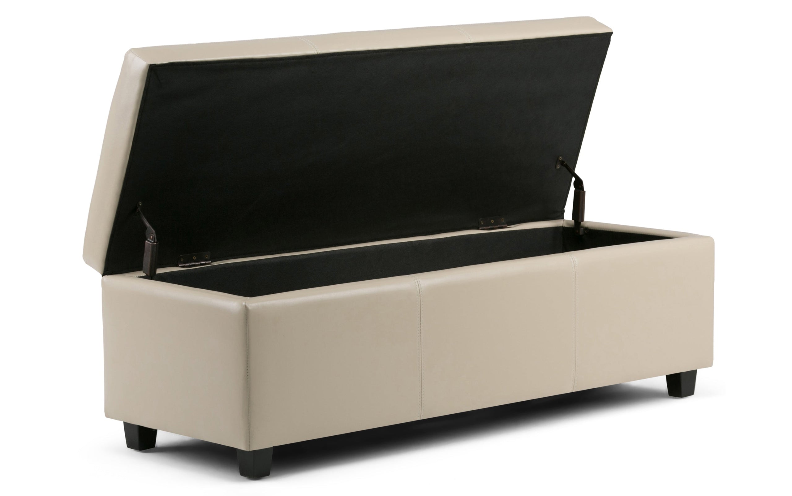 Satin Cream Vegan Leather | Avalon Storage Ottoman in Vegan Leather