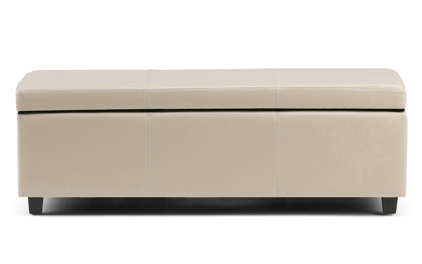 Satin Cream Vegan Leather | Avalon Storage Ottoman in Vegan Leather