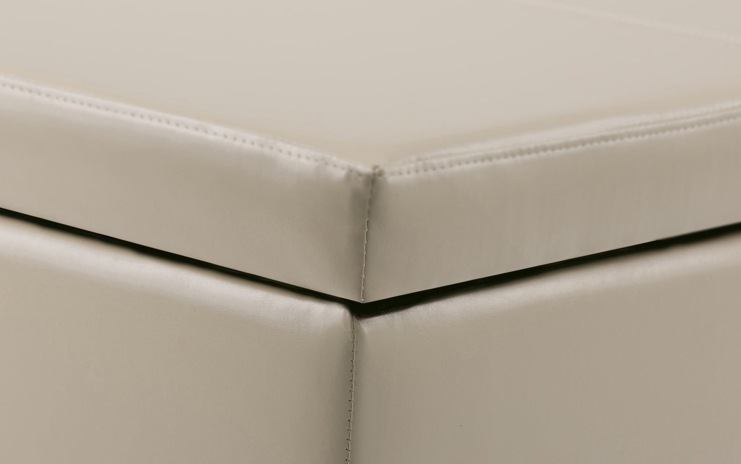 Satin Cream Vegan Leather | Avalon Storage Ottoman in Vegan Leather