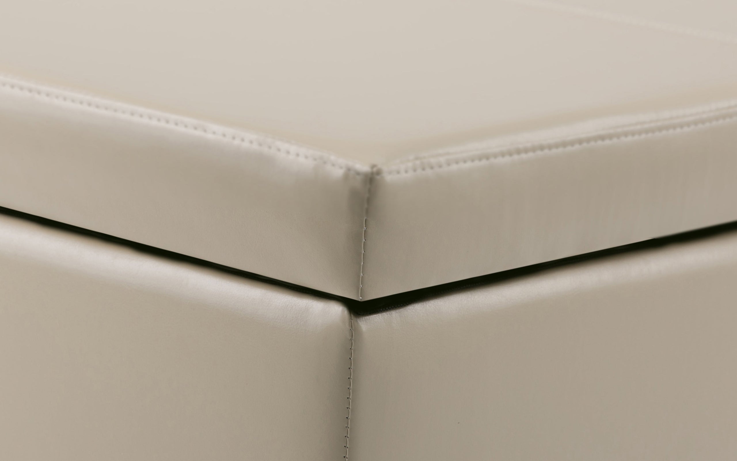 Satin Cream Vegan Leather | Avalon Storage Ottoman in Vegan Leather