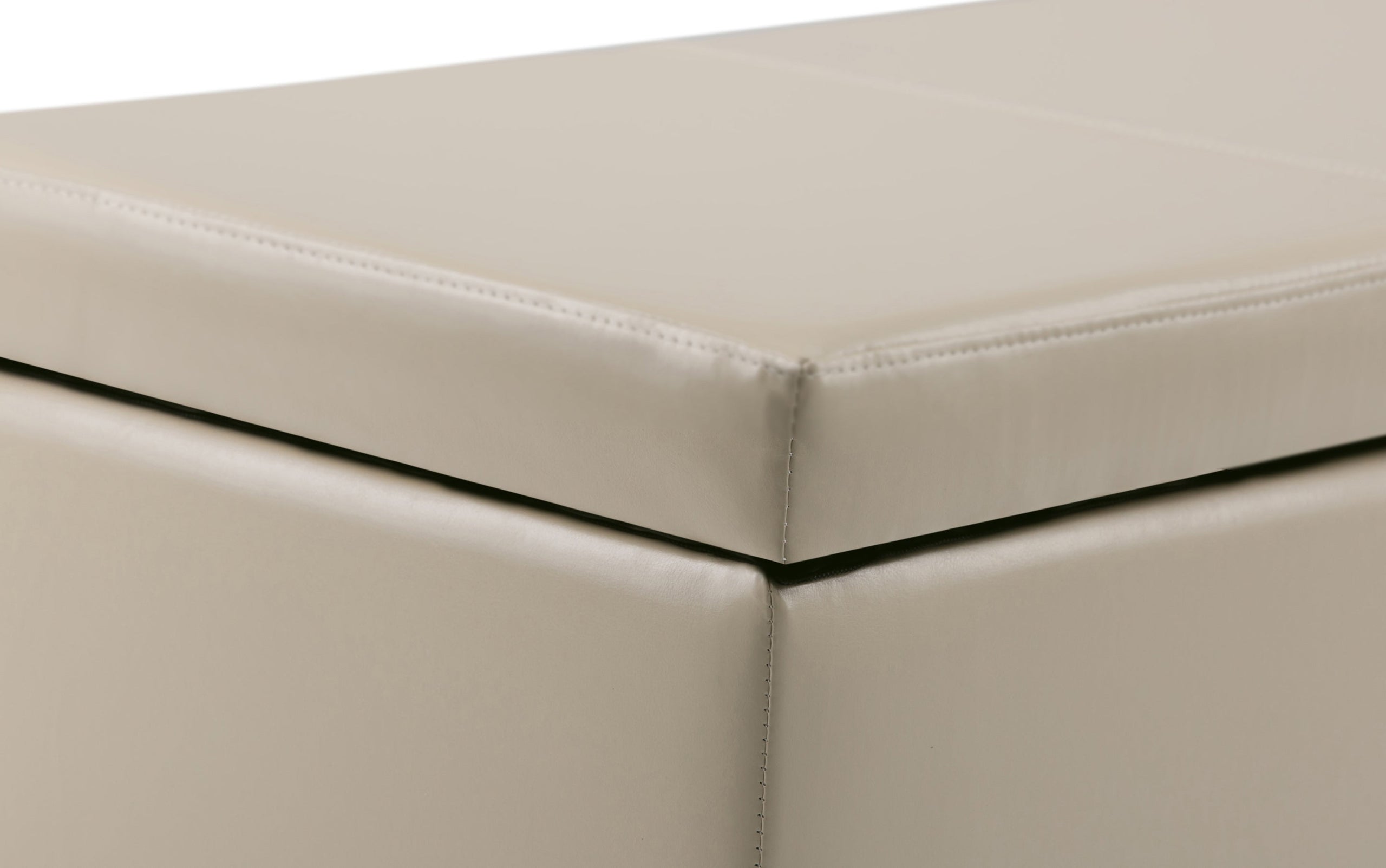 Satin Cream Vegan Leather | Avalon Storage Ottoman in Vegan Leather
