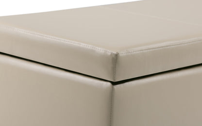 Satin Cream Vegan Leather | Avalon Storage Ottoman in Vegan Leather