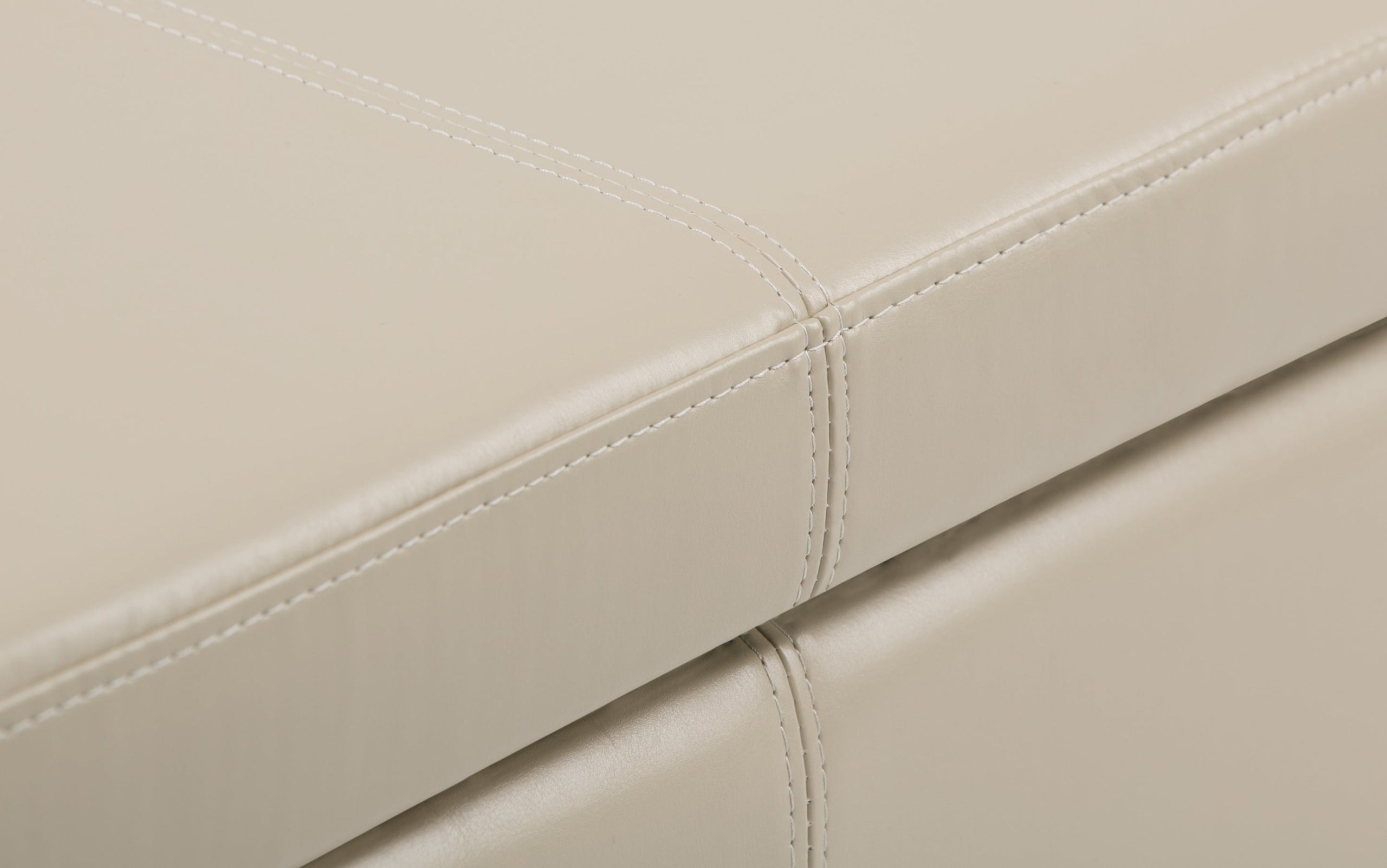 Satin Cream Vegan Leather | Avalon Storage Ottoman in Vegan Leather