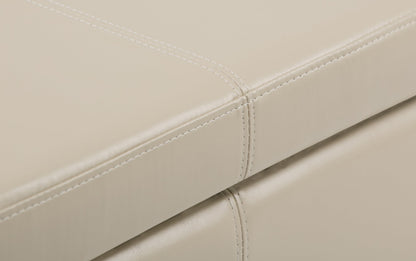 Satin Cream Vegan Leather | Avalon Storage Ottoman in Vegan Leather