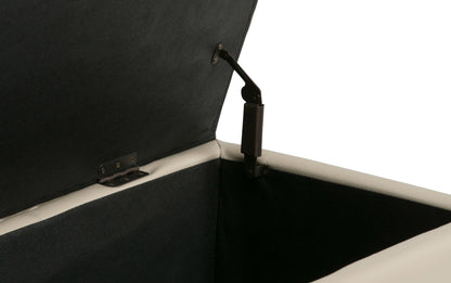 Satin Cream Vegan Leather | Avalon Storage Ottoman in Vegan Leather