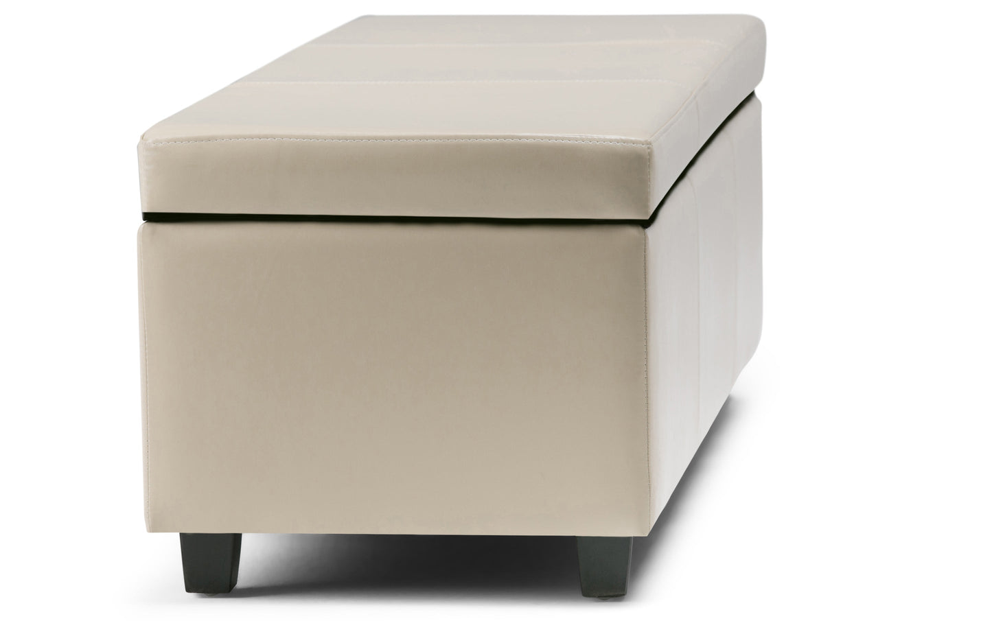 Satin Cream Vegan Leather | Avalon Storage Ottoman in Vegan Leather