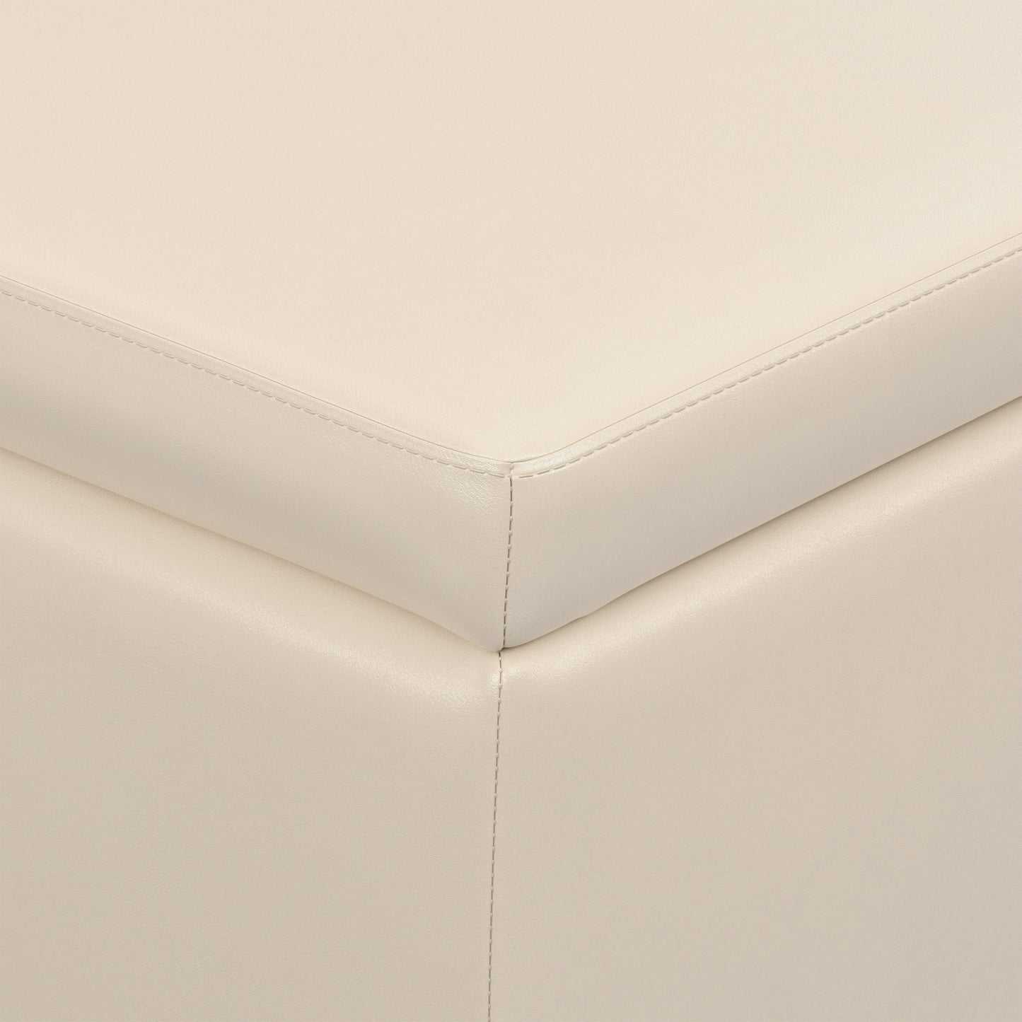 Satin Cream Vegan Leather | Avalon Storage Ottoman in Vegan Leather