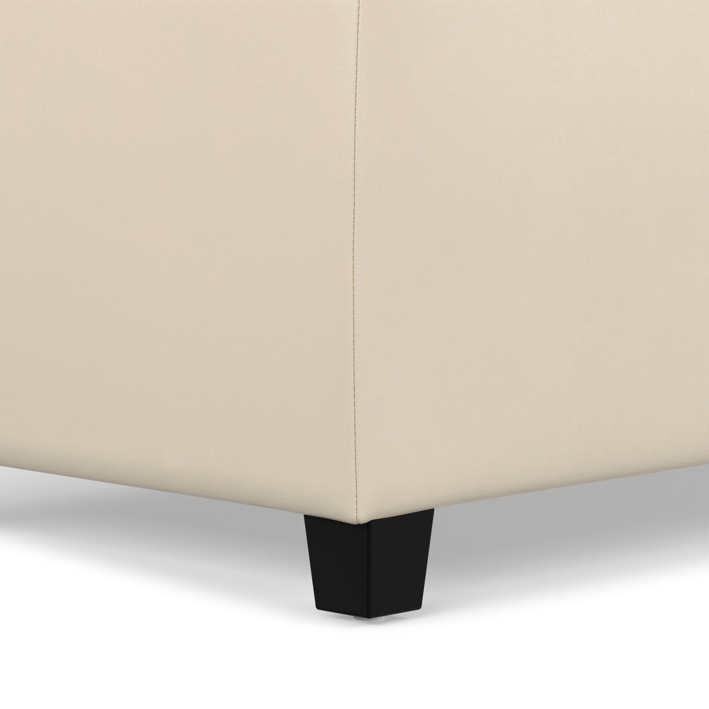 Satin Cream Vegan Leather | Avalon Storage Ottoman in Vegan Leather