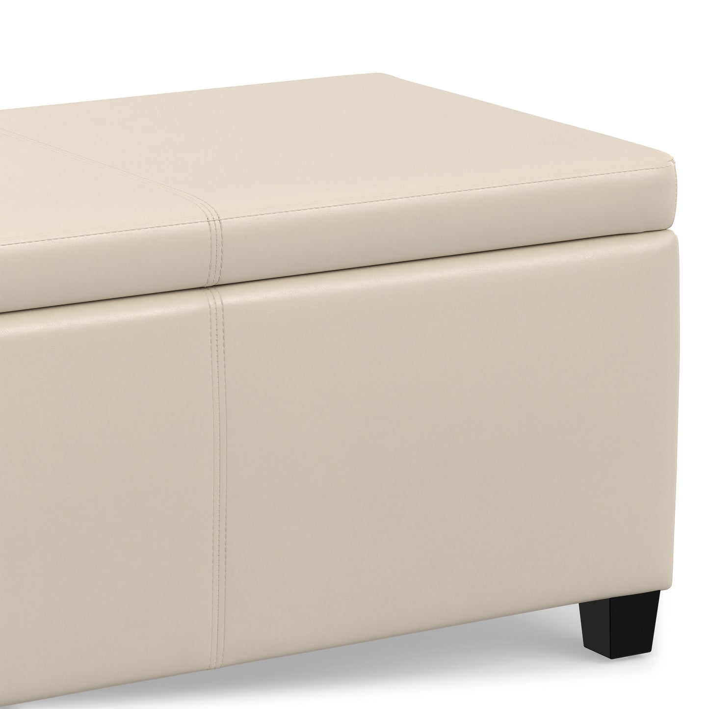 Satin Cream Vegan Leather | Avalon Storage Ottoman in Vegan Leather