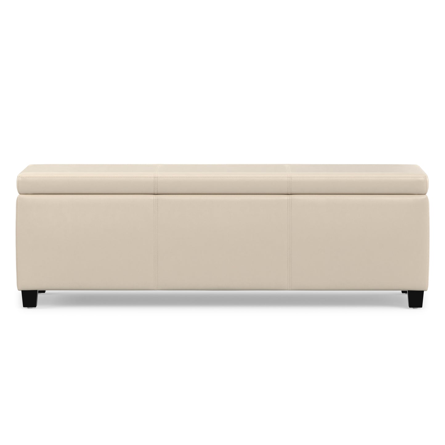 Satin Cream Vegan Leather | Avalon Storage Ottoman in Vegan Leather