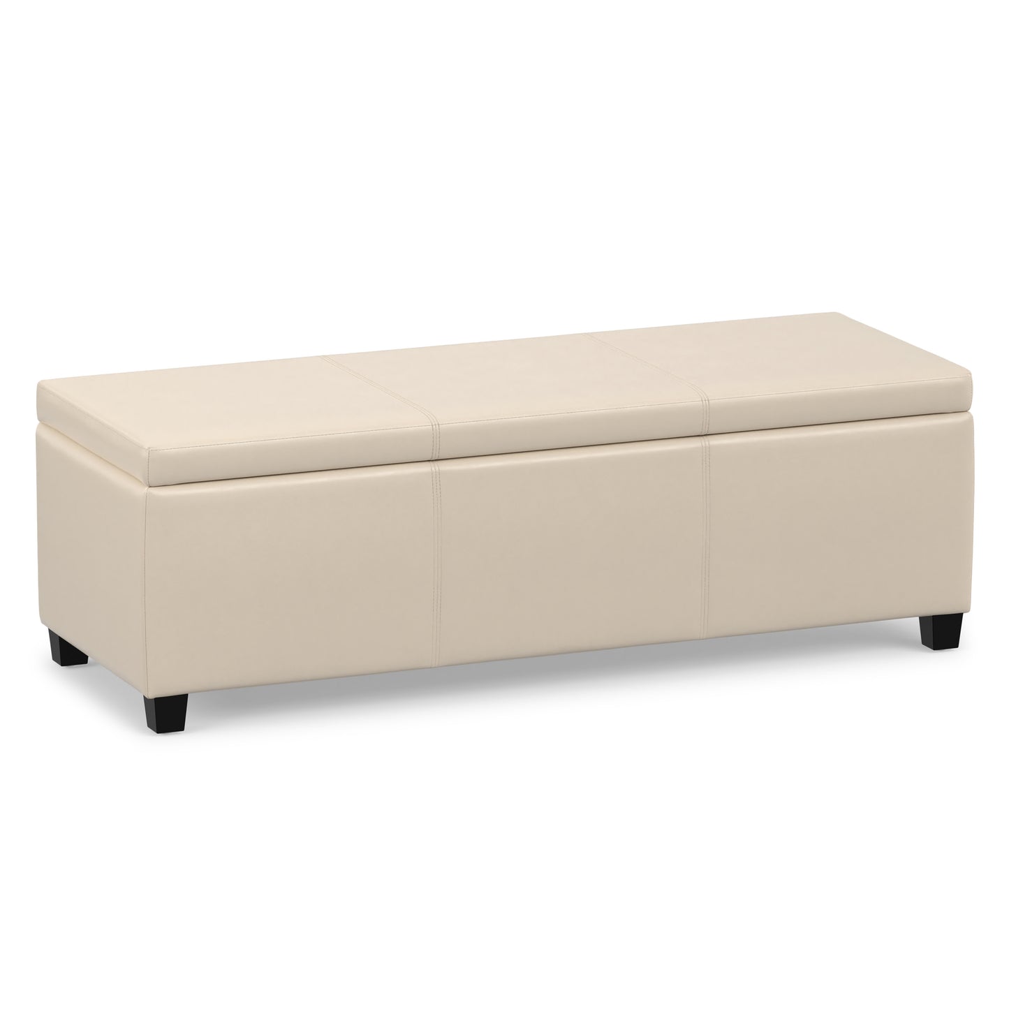 Satin Cream Vegan Leather | Avalon Storage Ottoman in Vegan Leather