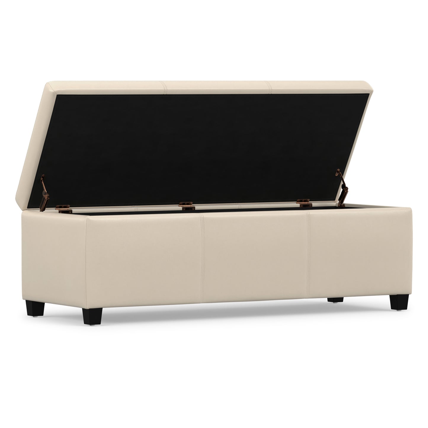 Satin Cream Vegan Leather | Avalon Storage Ottoman in Vegan Leather