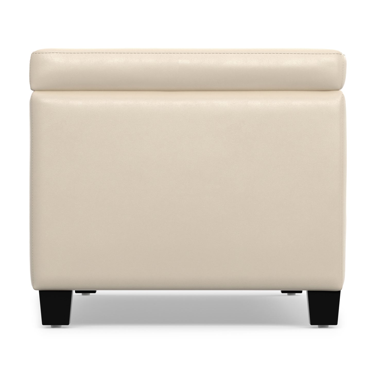 Satin Cream Vegan Leather | Avalon Storage Ottoman in Vegan Leather