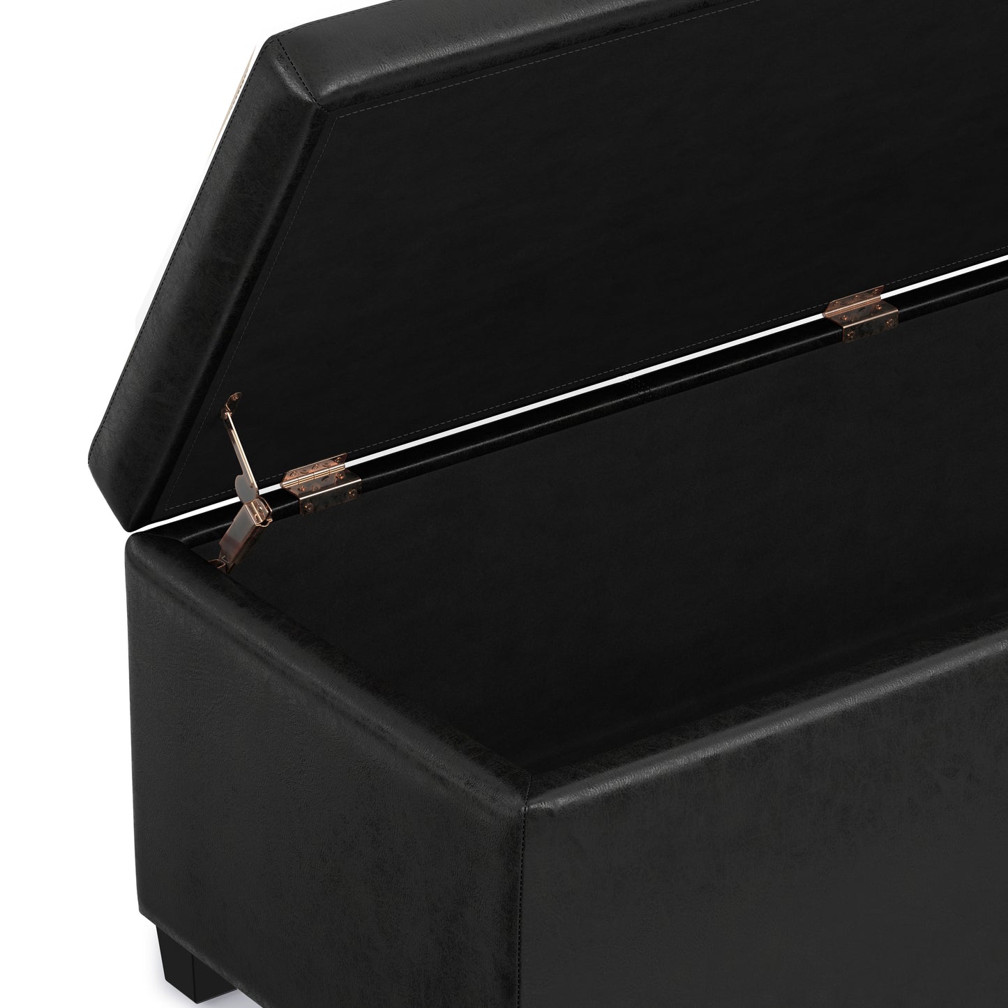 Distressed Black  Distressed Vegan Leather | Avalon Storage Ottoman in Distressed Vegan Leather
