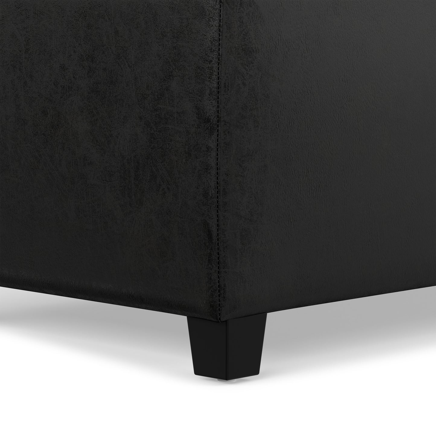Distressed Black  Distressed Vegan Leather | Avalon Storage Ottoman in Distressed Vegan Leather