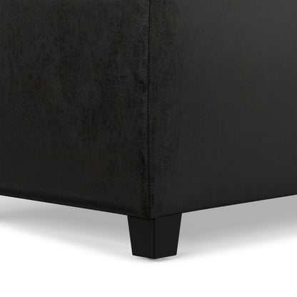 Distressed Black  Distressed Vegan Leather | Avalon Storage Ottoman in Distressed Vegan Leather