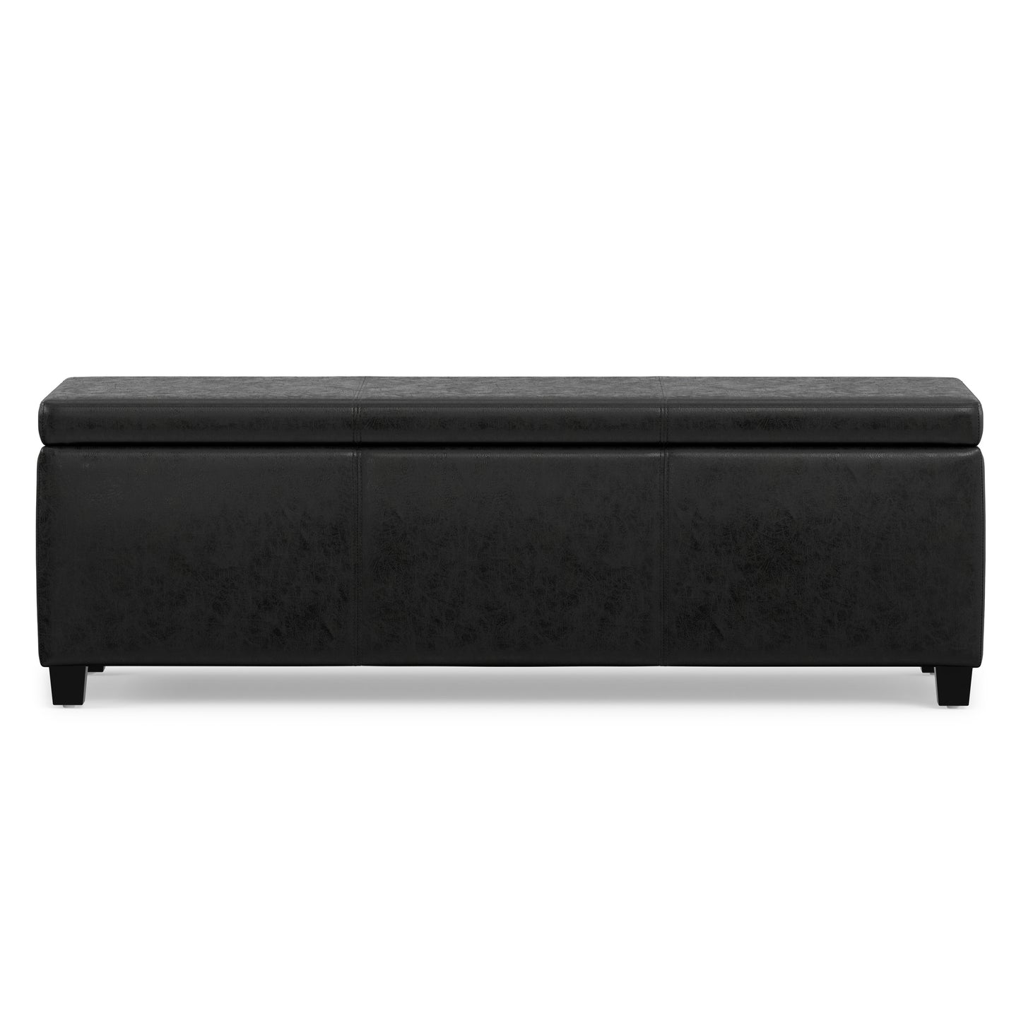 Distressed Black  Distressed Vegan Leather | Avalon Storage Ottoman in Distressed Vegan Leather