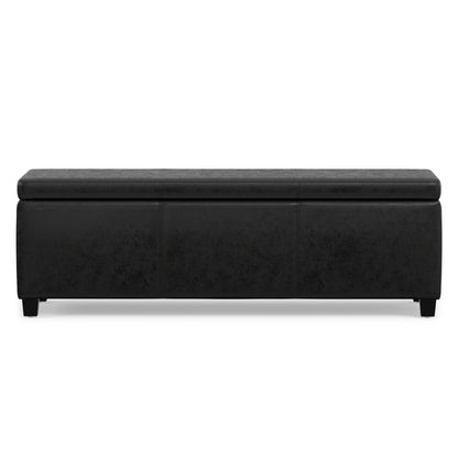 Distressed Black  Distressed Vegan Leather | Avalon Storage Ottoman in Distressed Vegan Leather