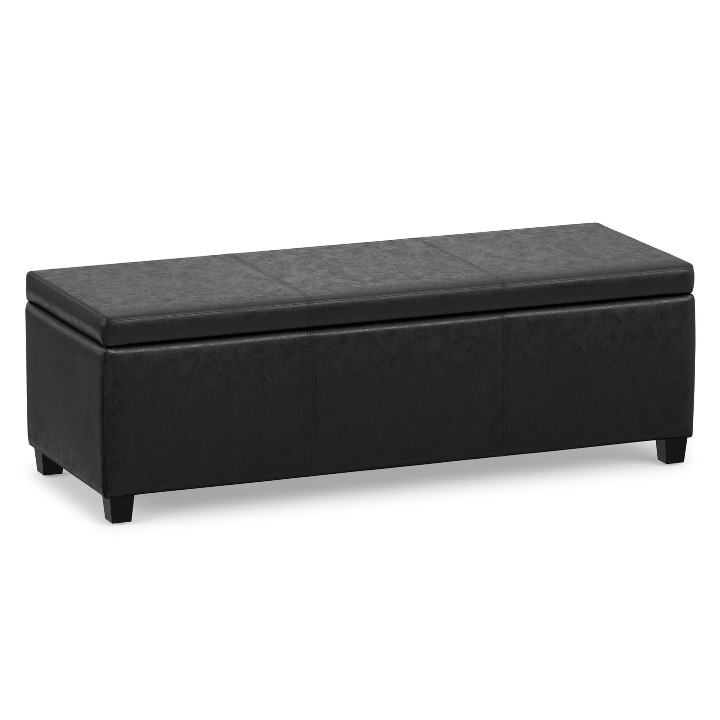 Distressed Black  Distressed Vegan Leather | Avalon Storage Ottoman in Distressed Vegan Leather
