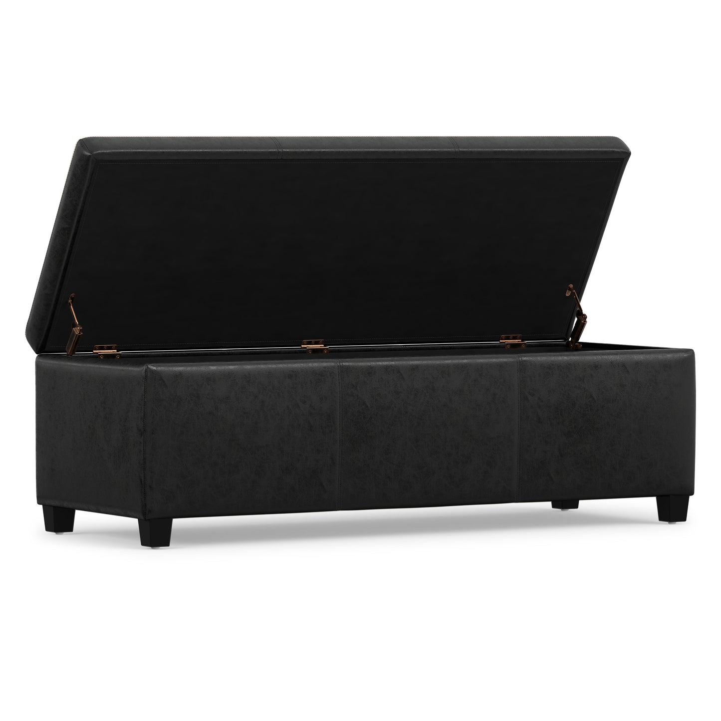 Distressed Black  Distressed Vegan Leather | Avalon Storage Ottoman in Distressed Vegan Leather