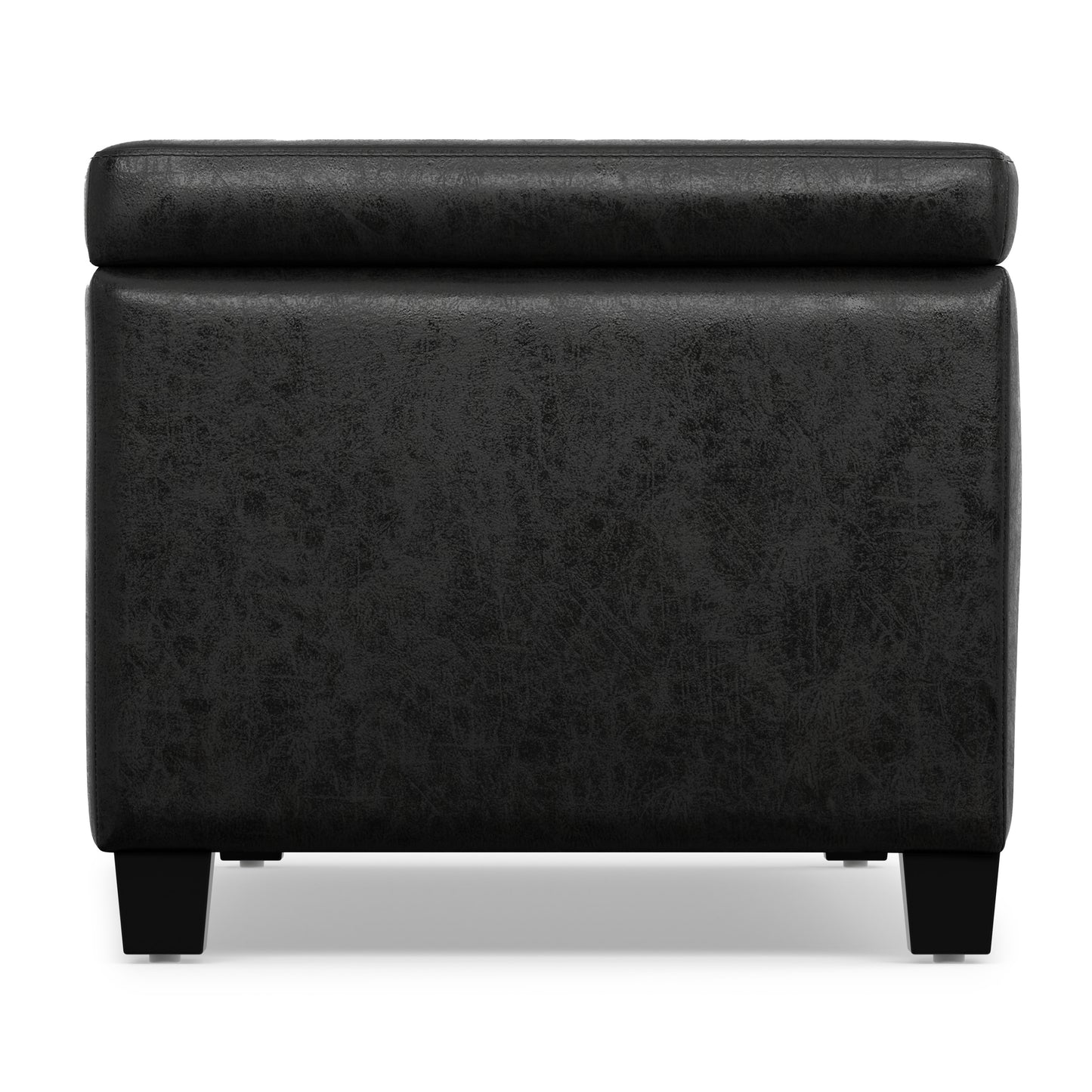 Distressed Black  Distressed Vegan Leather | Avalon Storage Ottoman in Distressed Vegan Leather