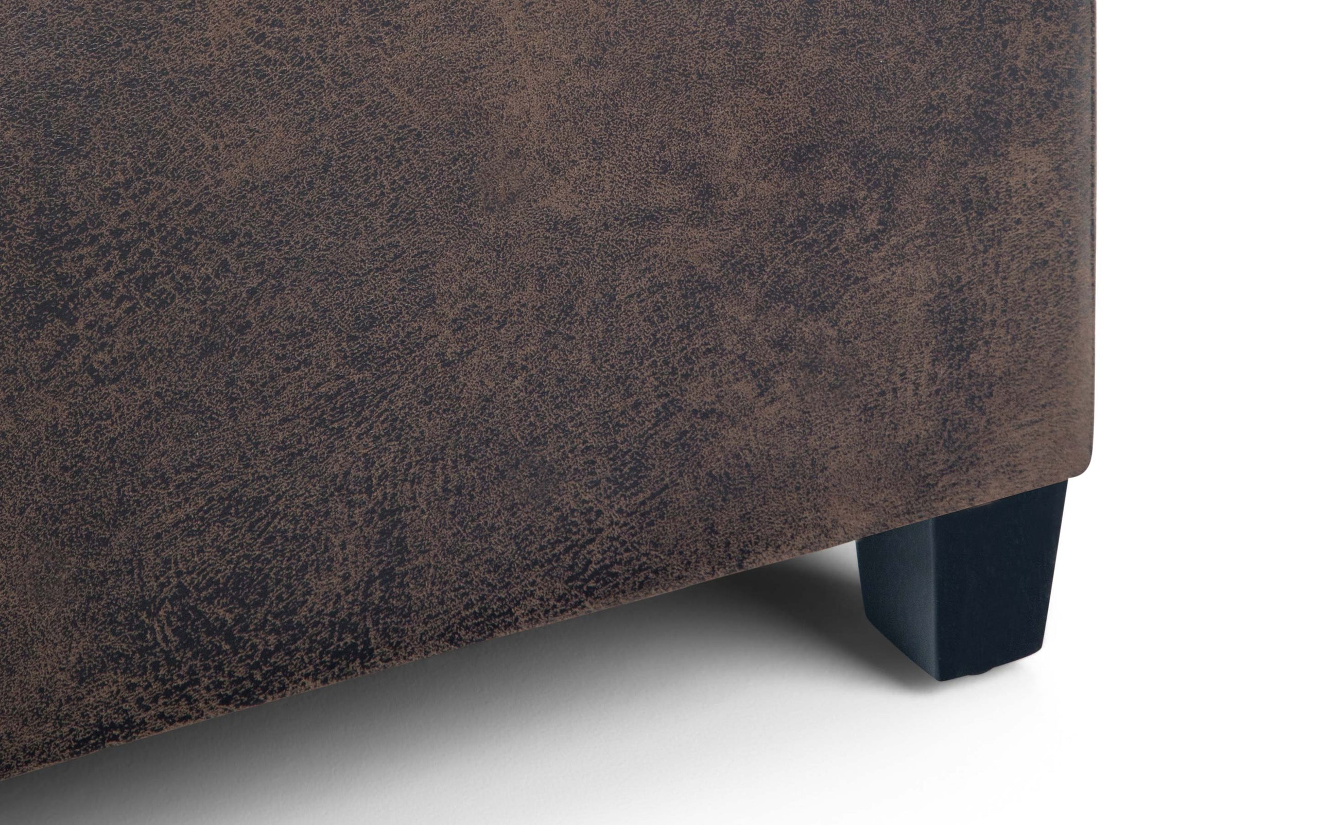 Distressed Brown Distressed Vegan Leather | Avalon Large Storage Ottoman Bench