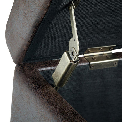 Distressed Brown Distressed Vegan Leather | Avalon Vegan Leather Storage Ottoman