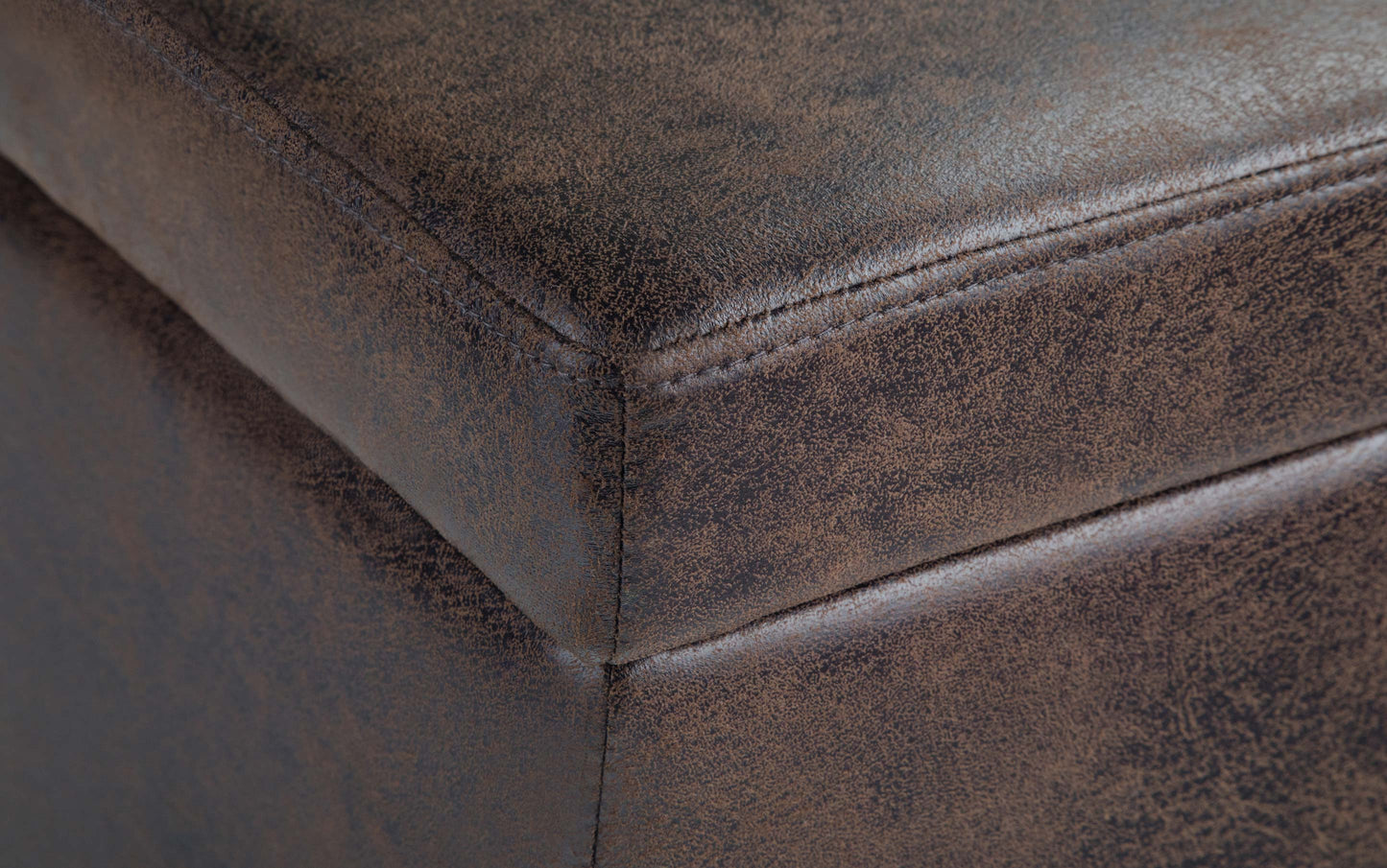 Distressed Brown Distressed Vegan Leather | Avalon Large Storage Ottoman Bench