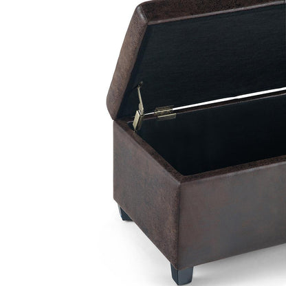 Distressed Brown Distressed Vegan Leather | Avalon Vegan Leather Storage Ottoman