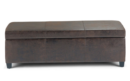 Distressed Brown Distressed Vegan Leather | Avalon Large Storage Ottoman Bench