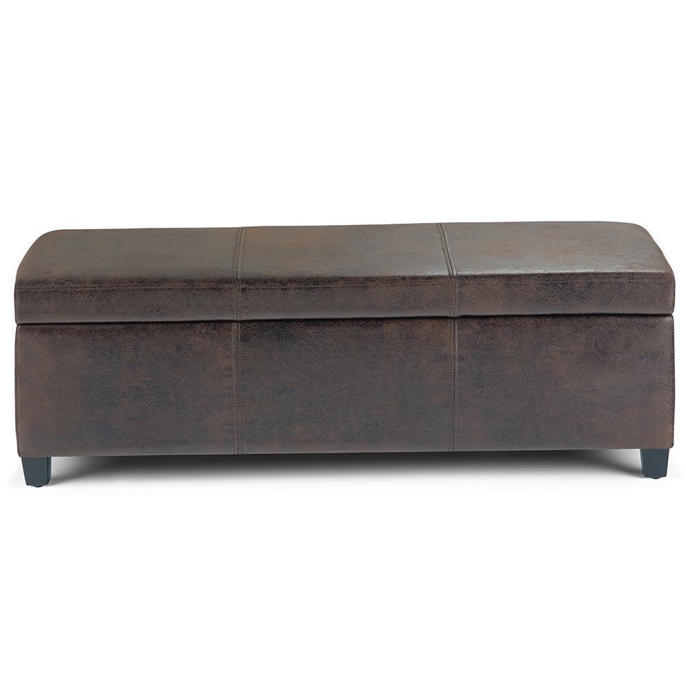Distressed Brown Distressed Vegan Leather | Avalon Vegan Leather Storage Ottoman