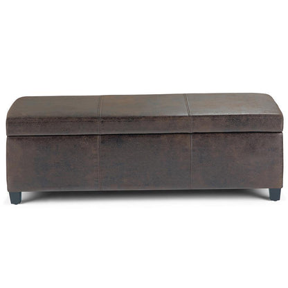 Distressed Brown Distressed Vegan Leather | Avalon Vegan Leather Storage Ottoman