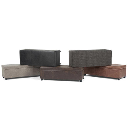 Distressed Brown Distressed Vegan Leather | Avalon Vegan Leather Storage Ottoman