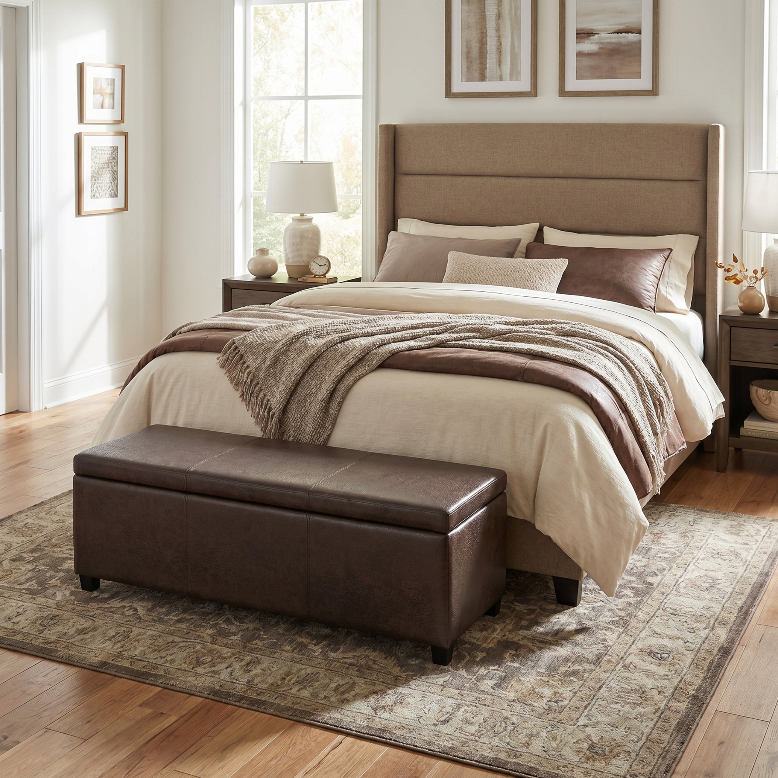 Distressed Brown  Distressed Vegan Leather | Avalon Storage Ottoman in Distressed Vegan Leather