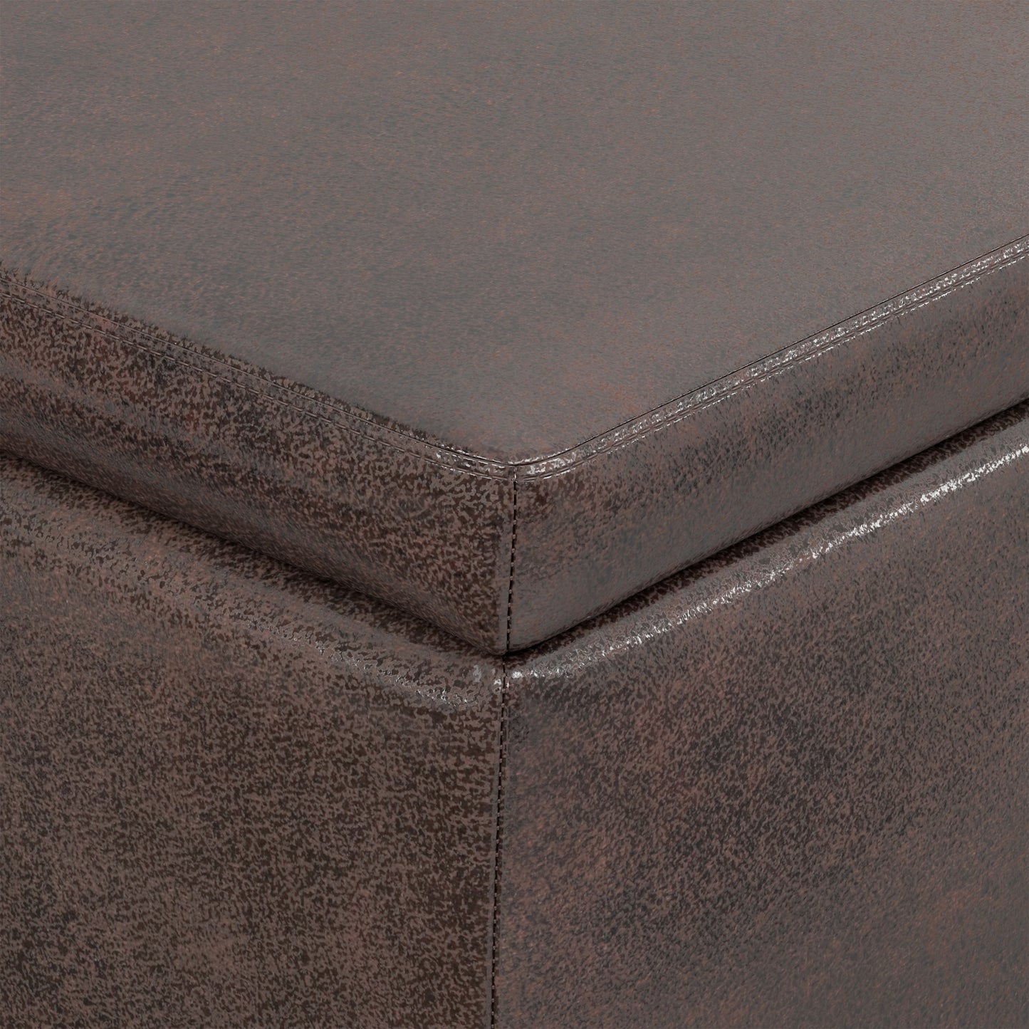 Distressed Brown  Distressed Vegan Leather | Avalon Storage Ottoman in Distressed Vegan Leather