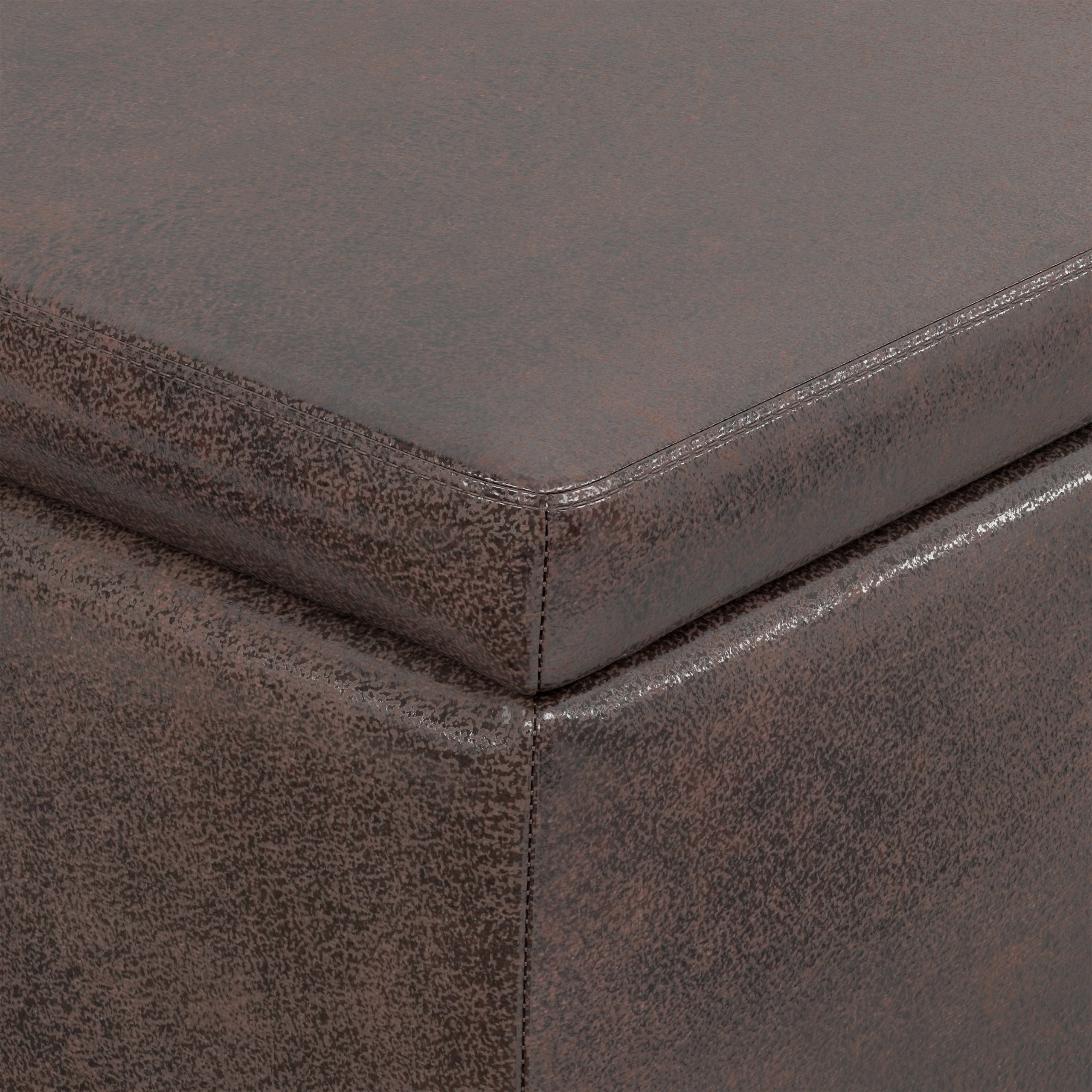 Distressed Brown  Distressed Vegan Leather | Avalon Storage Ottoman in Distressed Vegan Leather