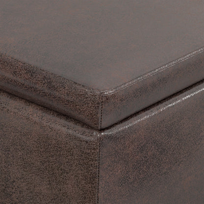 Distressed Brown  Distressed Vegan Leather | Avalon Storage Ottoman in Distressed Vegan Leather