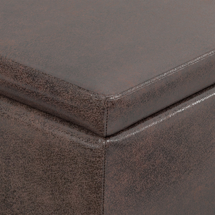 Distressed Brown  Distressed Vegan Leather | Avalon Storage Ottoman in Distressed Vegan Leather