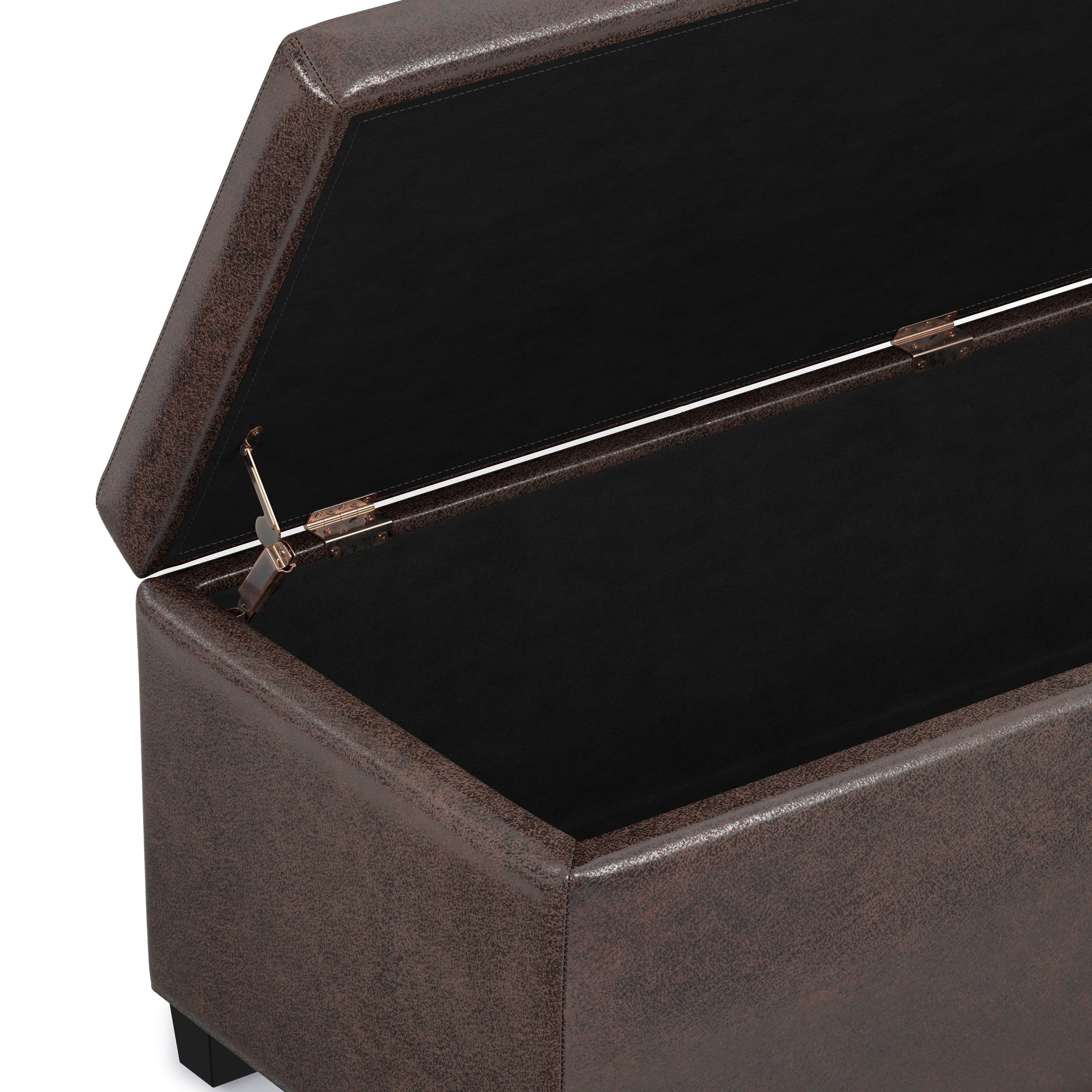 Distressed Brown  Distressed Vegan Leather | Avalon Storage Ottoman in Distressed Vegan Leather