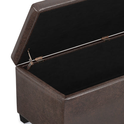 Distressed Brown  Distressed Vegan Leather | Avalon Storage Ottoman in Distressed Vegan Leather