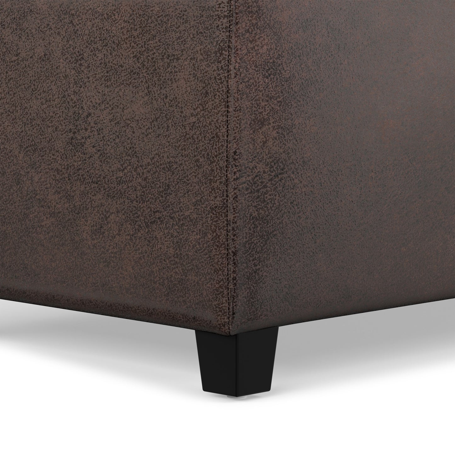Distressed Brown  Distressed Vegan Leather | Avalon Storage Ottoman in Distressed Vegan Leather