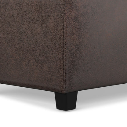 Distressed Brown  Distressed Vegan Leather | Avalon Storage Ottoman in Distressed Vegan Leather