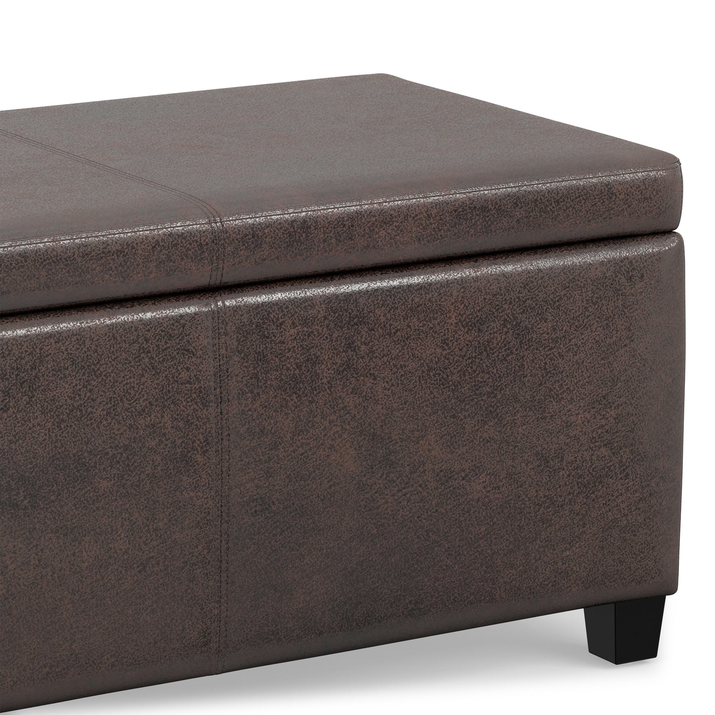 Distressed Brown  Distressed Vegan Leather | Avalon Storage Ottoman in Distressed Vegan Leather