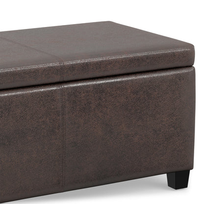Distressed Brown  Distressed Vegan Leather | Avalon Storage Ottoman in Distressed Vegan Leather