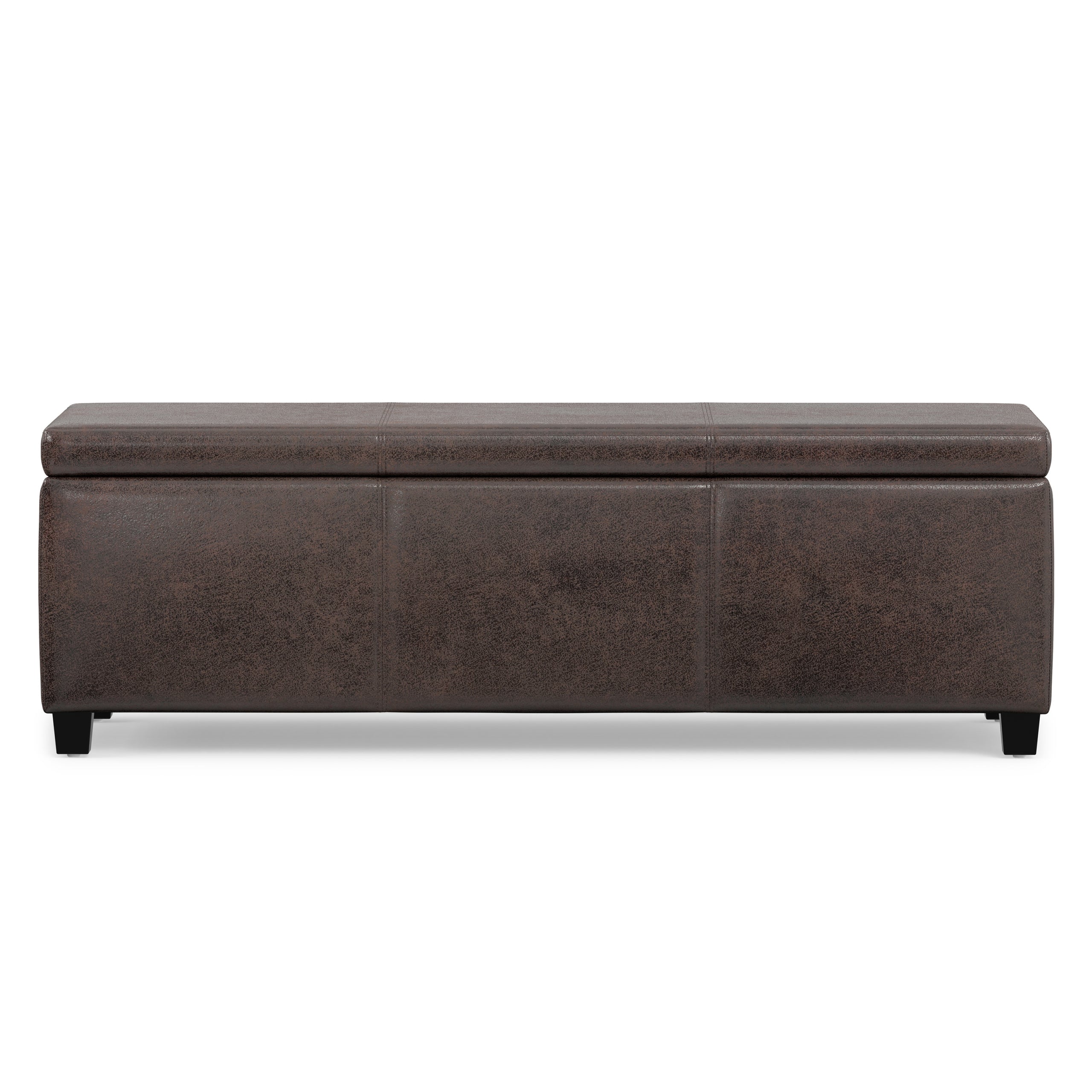 Distressed Brown  Distressed Vegan Leather | Avalon Storage Ottoman in Distressed Vegan Leather