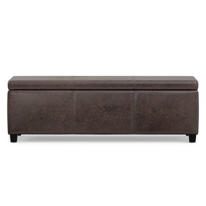 Distressed Brown  Distressed Vegan Leather | Avalon Storage Ottoman in Distressed Vegan Leather