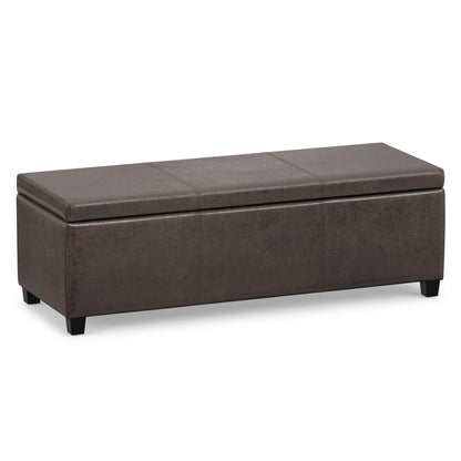 Distressed Brown  Distressed Vegan Leather | Avalon Storage Ottoman in Distressed Vegan Leather