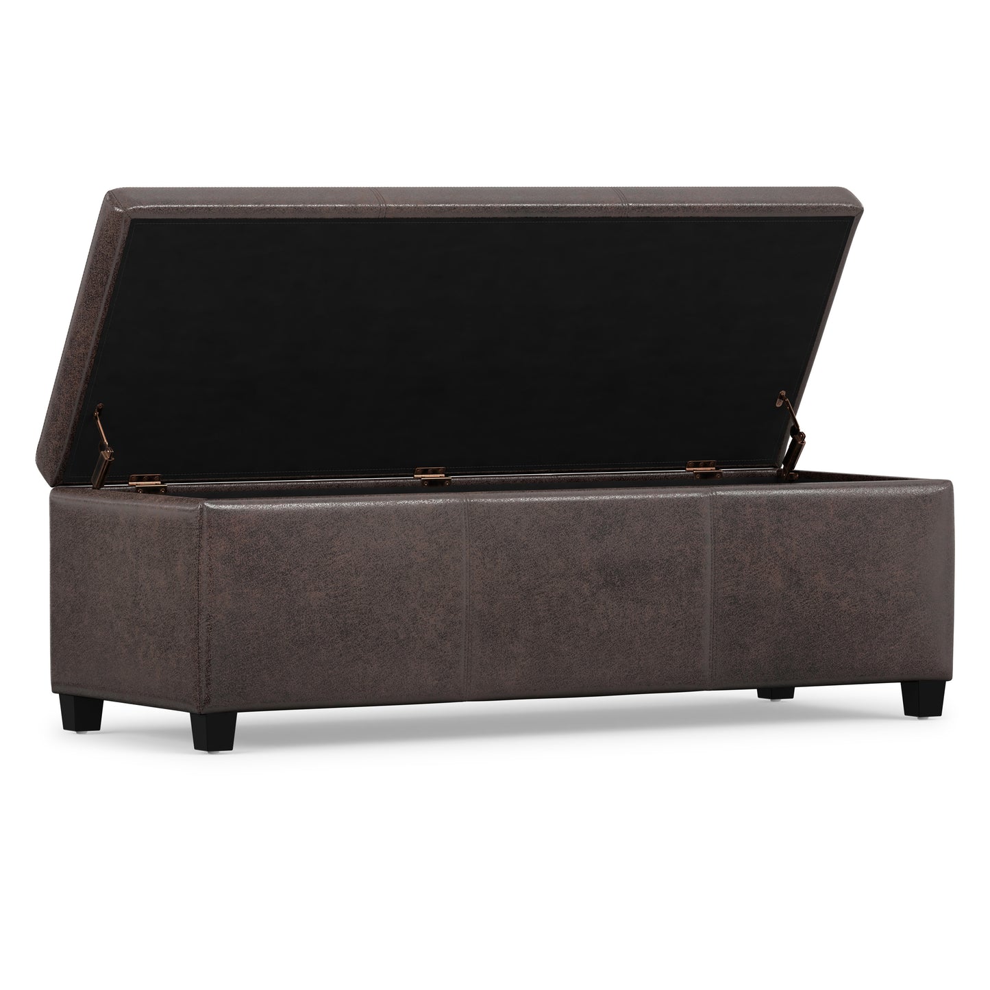 Distressed Brown  Distressed Vegan Leather | Avalon Storage Ottoman in Distressed Vegan Leather