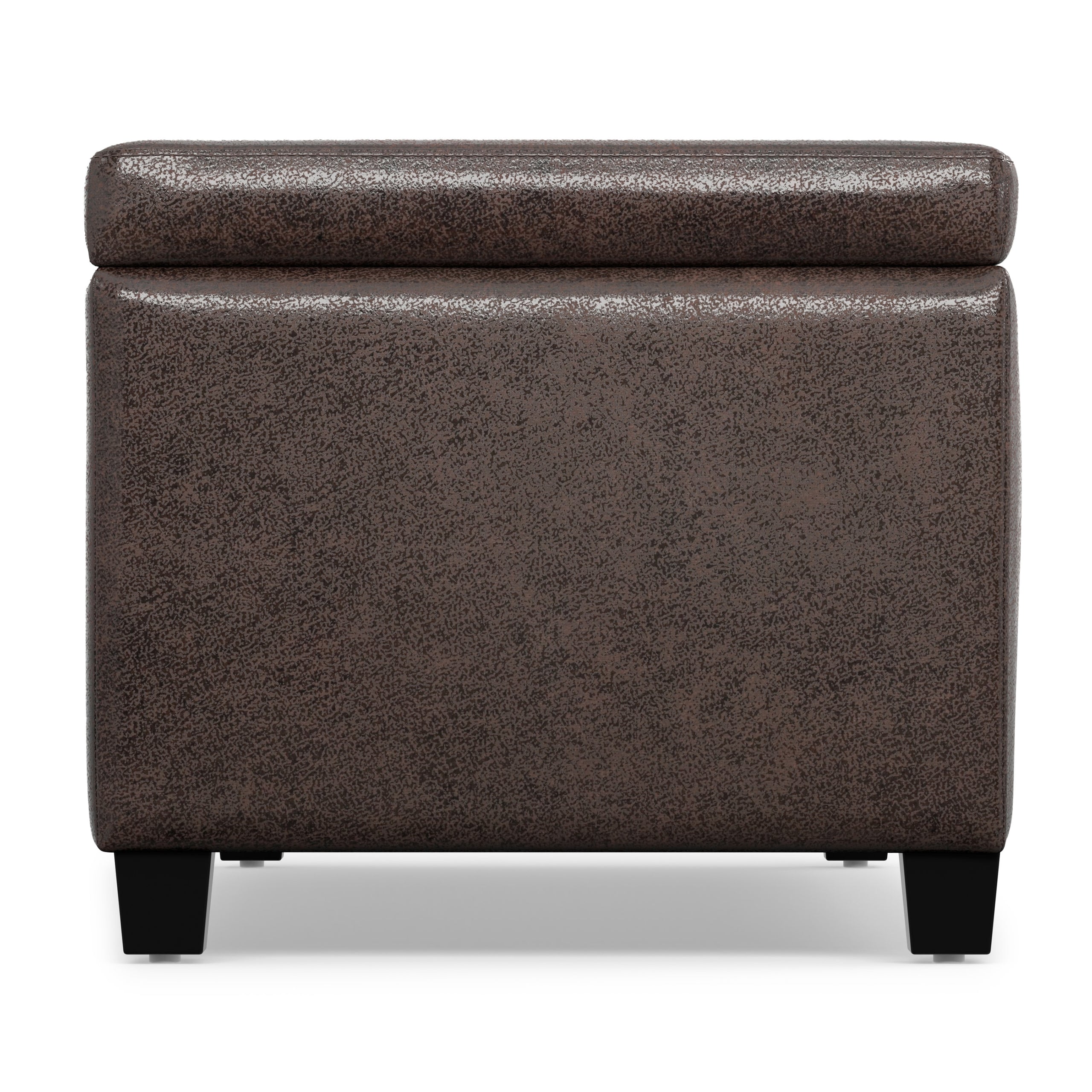 Distressed Brown  Distressed Vegan Leather | Avalon Storage Ottoman in Distressed Vegan Leather